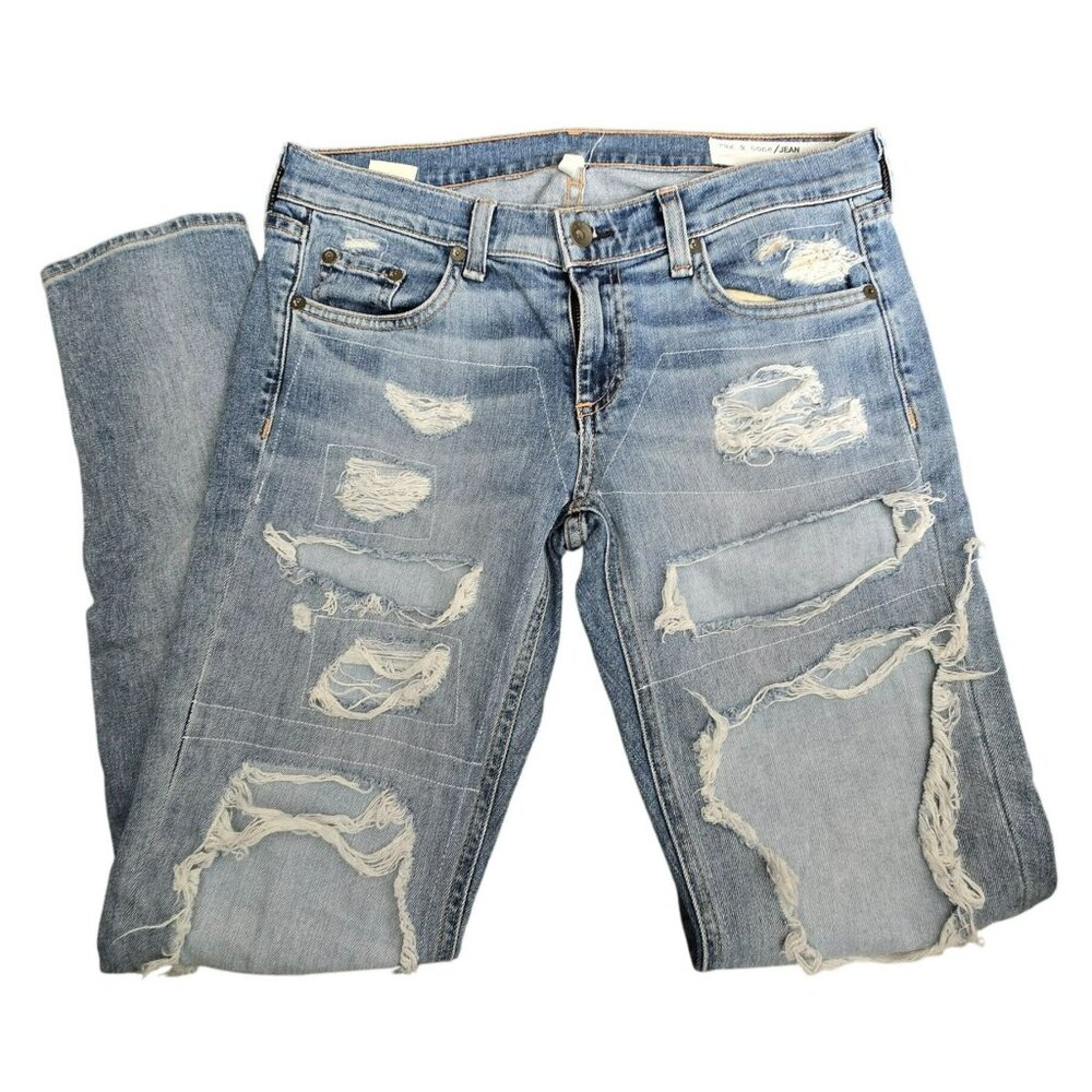 Rag & Bone Dre Womens Distressed Skinny Jeans Size 26 Light Wash JJ4117